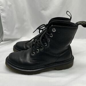 DR. DOC MARTENS LUANA WOMENS SIZE 7 AIR WAIR BLACK LEATHER COMBAT BOOTS Gorpcore